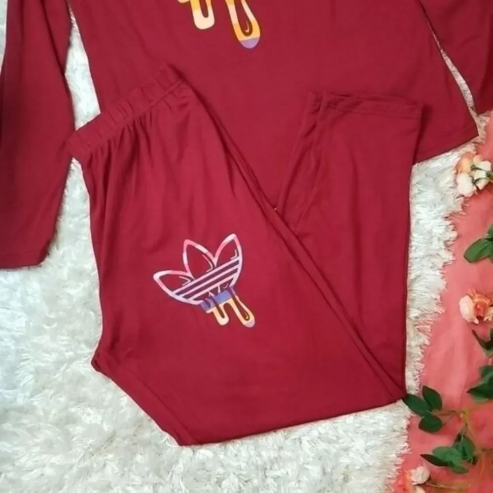 Sporty Graphic Print Long Sleeve Top & Pants Lounge‎ Set Size 2XL